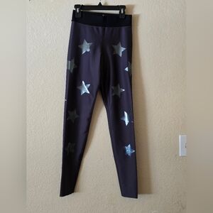 Ultracor Women  Leggings - Black with Silver Stars Size Small. NWT.